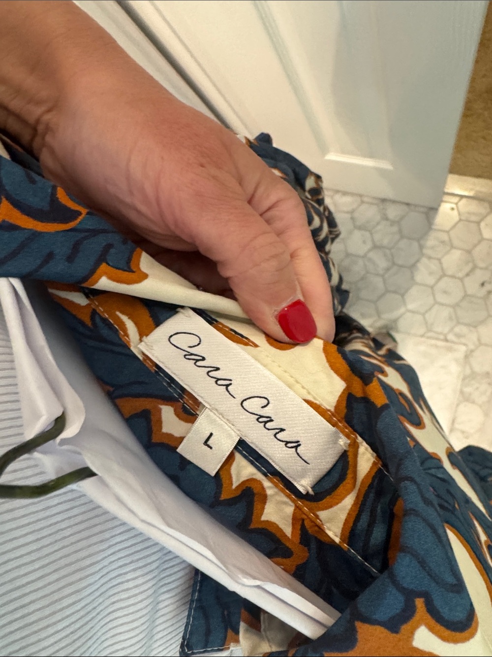Cara Cara Navy and Cream Floral Scroll Midi Dress - Picture 2 of 3